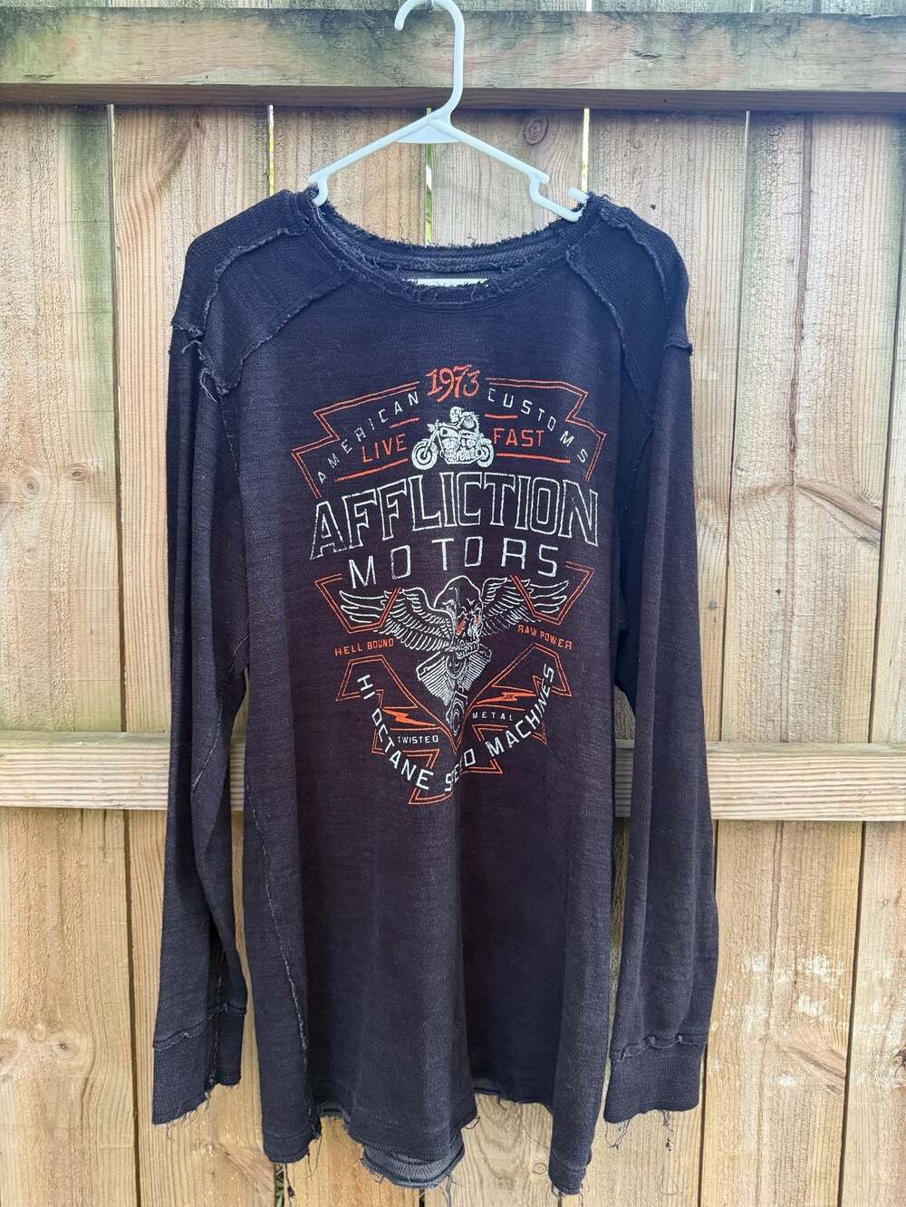 Affliction Motors Long Sleeve Shirt - Mens XXL Thermal Reversible Distressed